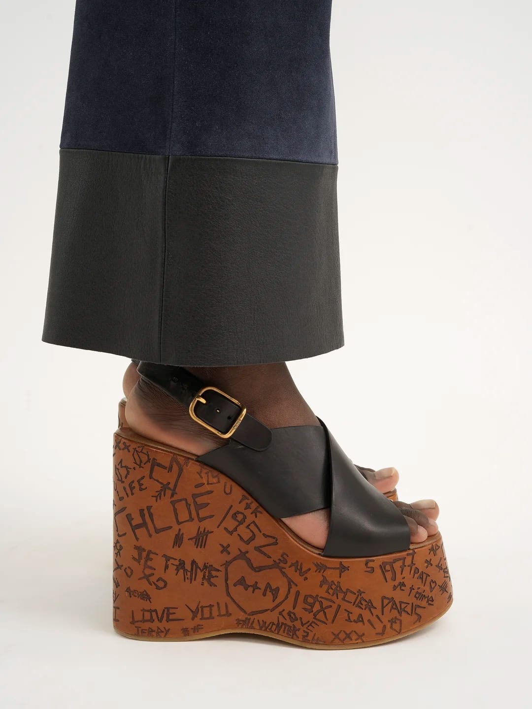 Maxime Wedge Sandal in Black, $1274 (approximately P72,2417.98), CHLOE, chloe.com
